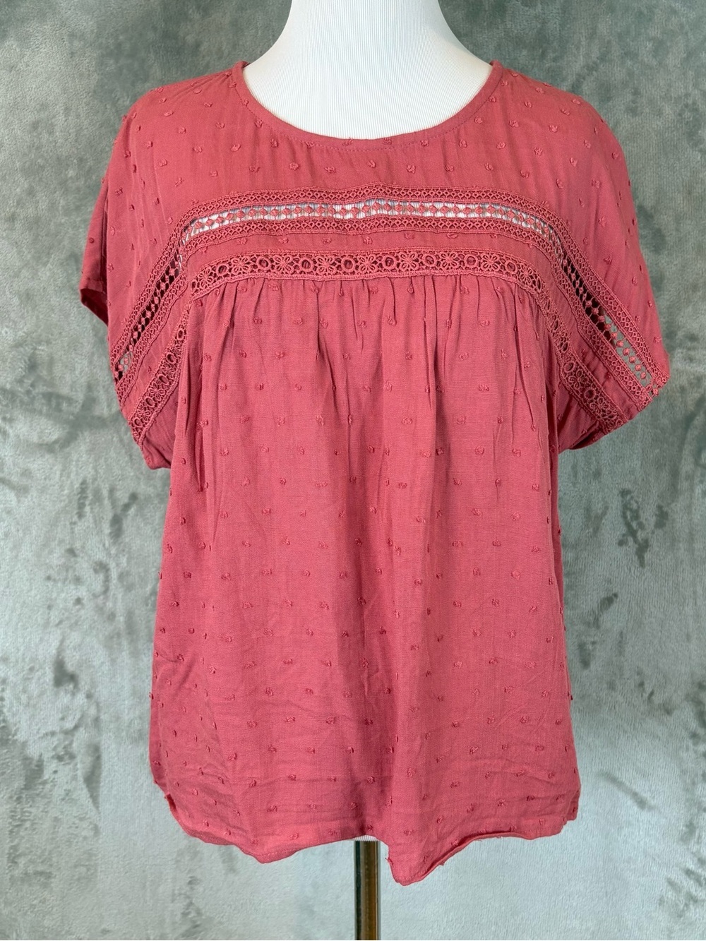 Gypsy & Moondust Boho Cotton Blouse Lace Inset Blouse Top Wmn’s M